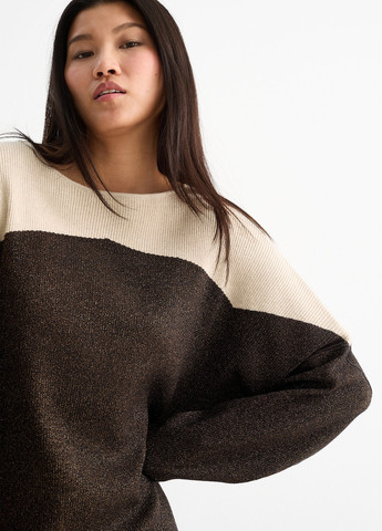 Коричневое кэжуал платье платье-свитер C&A колор блок