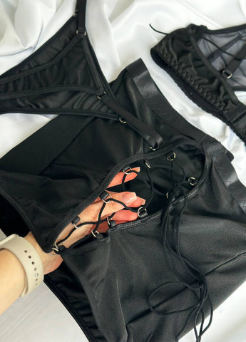 Черный демисезонный комплект (бюстгальтер, трусики, юбка) NOVA VEGA