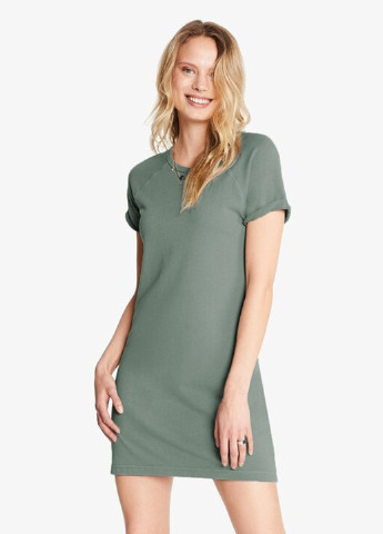 Оливковое (хаки) кэжуал платье платье-футболка American Giant однотонное