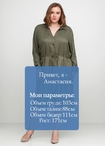 Оливкова (хакі) кежуал платье Adia Fashion однотонна