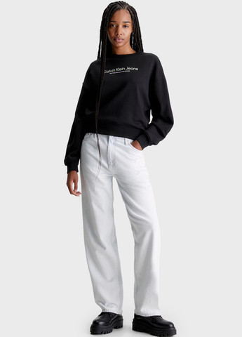 Черный свитшот Calvin Klein Jeans рисунок без декора (366424797)