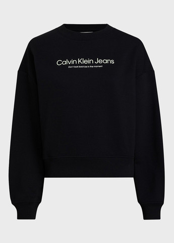 Черный свитшот Calvin Klein Jeans рисунок без декора (366424797)