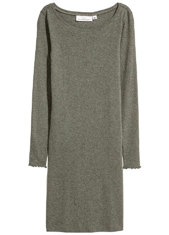 Оливковое (хаки) кэжуал платье футляр H&M меланжевое