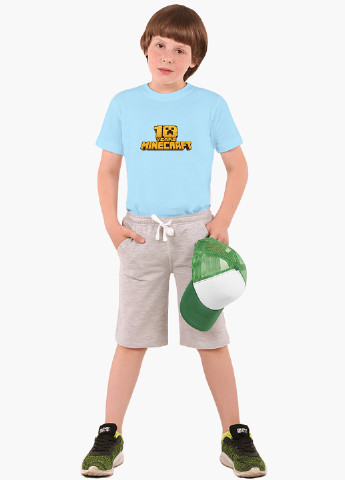 Блакитна демісезонна футболка дитяча майнкрафт (minecraft) (9224-1171) MobiPrint