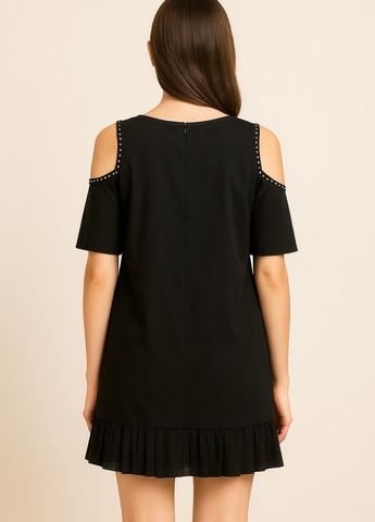 Чорна коктейльна сукня а-силует Sassofono однотонна