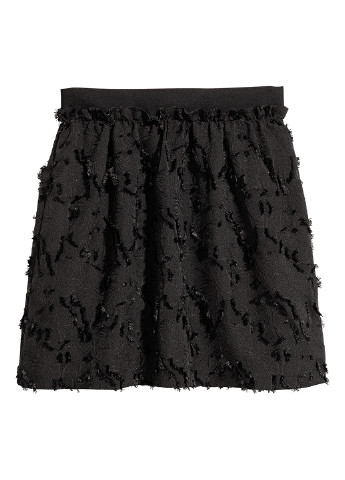 Черная кэжуал однотонная юбка H&M а-силуэта (трапеция)