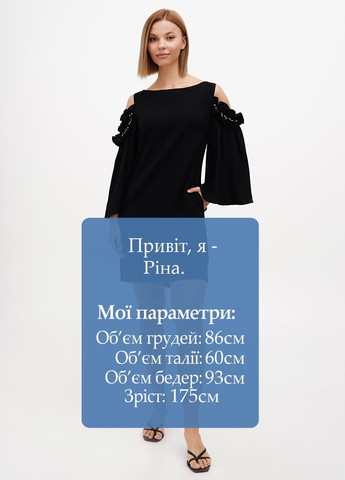 Черное кэжуал платье Sassofono однотонное