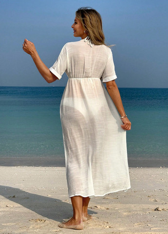 Молочна пляжна, кежуал сукня а-силует SHEIN однотонна