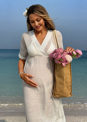 Молочна пляжна, кежуал сукня а-силует SHEIN однотонна