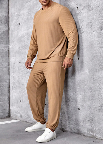 Світло-бежевий демісезонний костюм (лонгслів, штани) брючний SHEIN