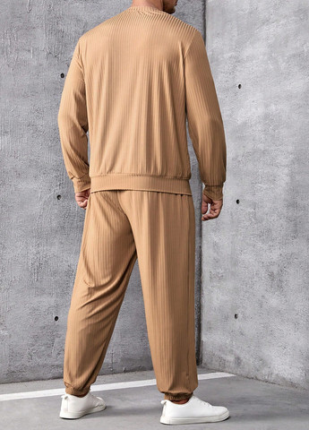 Світло-бежевий демісезонний костюм (лонгслів, штани) брючний SHEIN