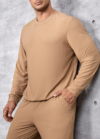 Світло-бежевий демісезонний костюм (лонгслів, штани) брючний SHEIN