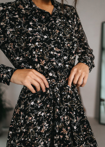Чорна коктейльна сукня ST-Seventeen з квітковим принтом