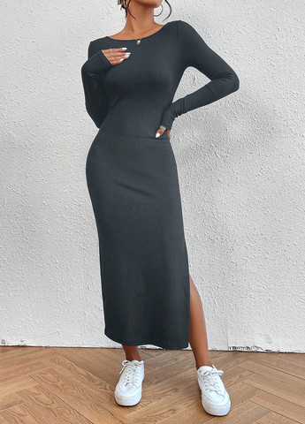 Графітова кежуал сукня силуетна SHEIN однотонна