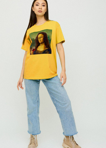 Жовта демісезон футболка oversize / air print / YAPPI
