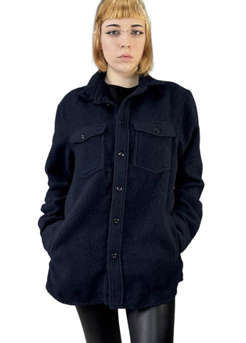 Темно-синяя кэжуал рубашка однотонная H&M