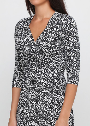 Чорно-білий кежуал сукня без підкладу No Brand з абстрактним візерунком