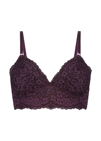 Темно-фіолетовий мінімайзер бюстгальтер Hunkemoller без кісточок мереживо, поліамід