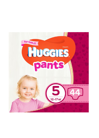 Подгузники-трусики Pants для девочек 5 (12-17 кг), Mega Pack, (44 шт.) Huggies (130948113)