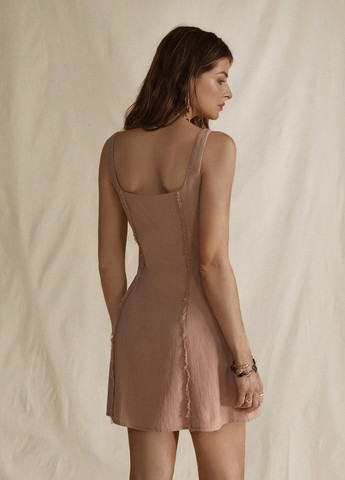 Темно-бежева кежуал сукня а-силует, з відкритими плечима, з відкритою спиною SHEIN однотонна