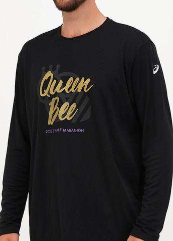 Черный демисезонный спортивный лонгслив Asics с надписями