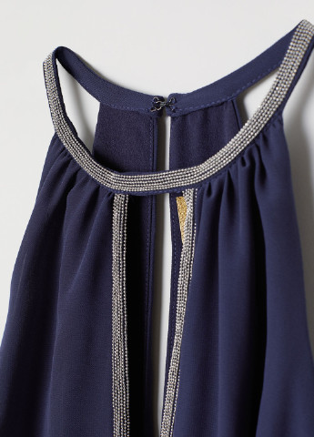 Темно-синее праздничный длинное платье H&M однотонное