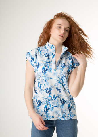 Голубая летняя со спущенной линией плеча INNOE Блуза