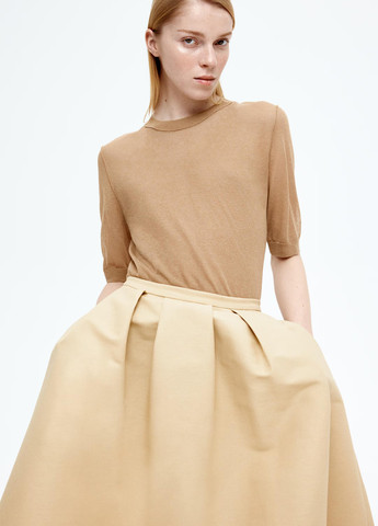 Бежевая кэжуал однотонная юбка H&M клешированная