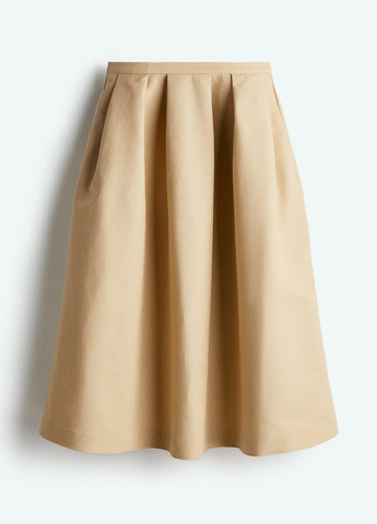 Бежевая кэжуал однотонная юбка H&M клешированная