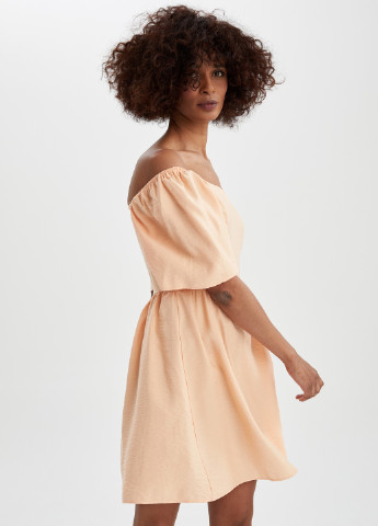 Персикова кежуал плаття, сукня з відкритими плечима, кльош DeFacto