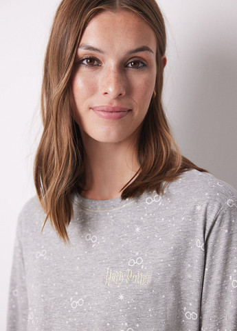 Светло-серая зимняя пижама (лонгслив, брюки) Women'secret