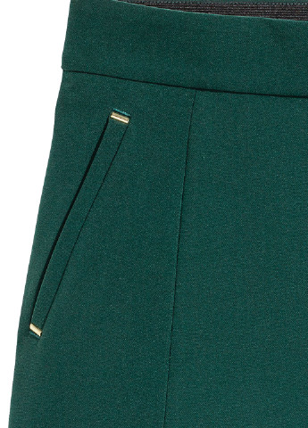 Шорти H&M висока талія однотонні темно-зелені кежуали