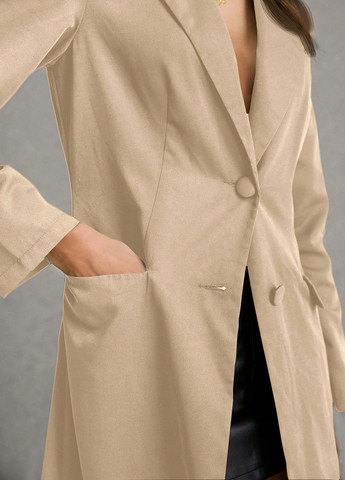Бежевое демисезонное Пальто однобортное SHEIN