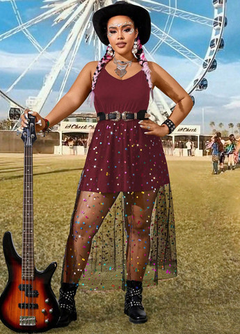 Бордова кежуал сукня SHEIN однотонна