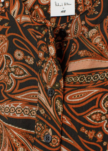 Терракотовое кэжуал платье а-силуэт H&M с орнаментом