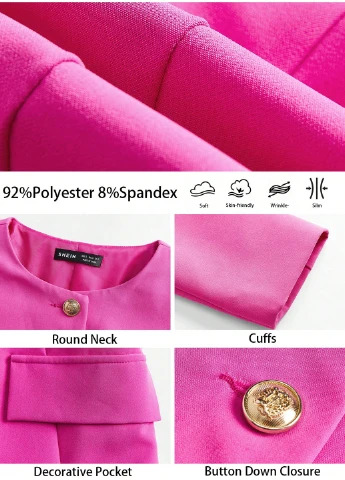 Розовый женский жакет SHEIN однотонный - демисезонный
