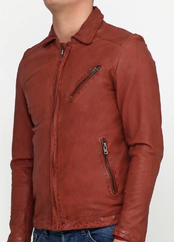 Терракотовая демисезонная куртка кожаная Tom Tailor