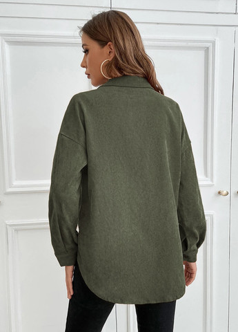 Зеленая кэжуал рубашка однотонная SHEIN