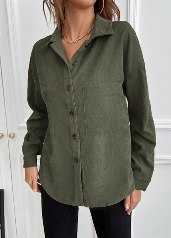 Зеленая кэжуал рубашка однотонная SHEIN
