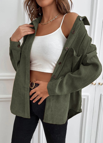 Зеленая кэжуал рубашка однотонная SHEIN