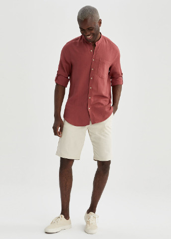 Светло-бордовая кэжуал рубашка DeFacto