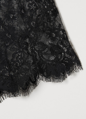 Комбинезон H&M комбинезон-брюки чёрный кэжуал полиэстер, кружево, гипюр