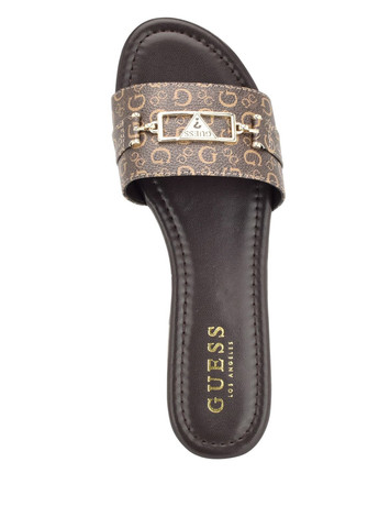 Коричневые шлепанцы Guess с логотипом