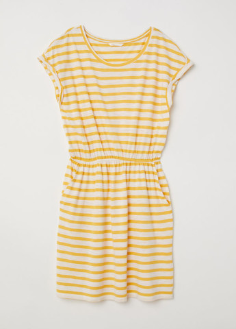Жовтий кежуал сукня сукня-футболка H&M в смужку