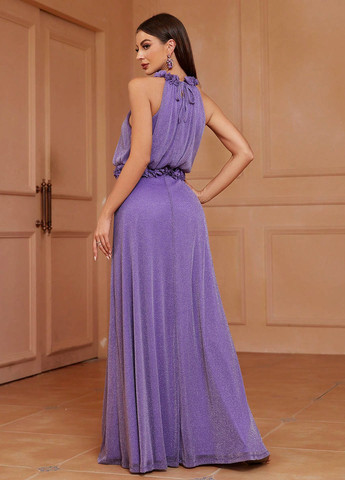 Фиолетовое праздничный, вечернее платье а-силуэт SHEIN однотонное