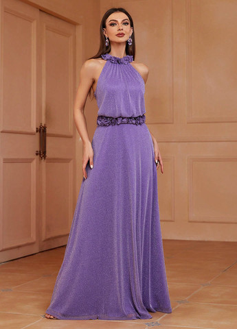 Фиолетовое праздничный, вечернее платье а-силуэт SHEIN однотонное