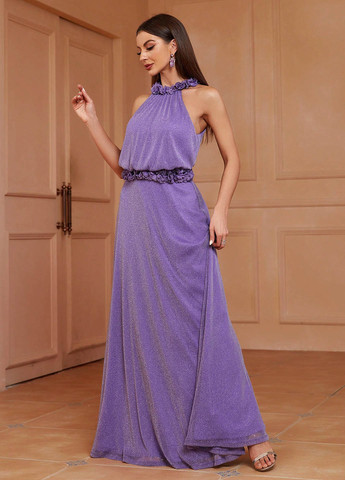 Фиолетовое праздничный, вечернее платье а-силуэт SHEIN однотонное