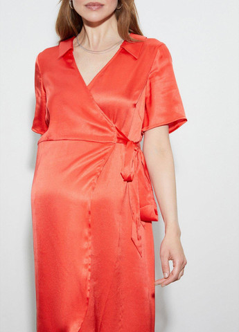 Помаранчева кежуал сукня для вагітних на запах Dorothy Perkins однотонна