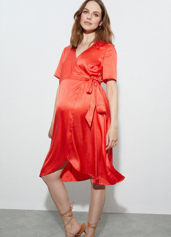 Помаранчева кежуал сукня для вагітних на запах Dorothy Perkins однотонна