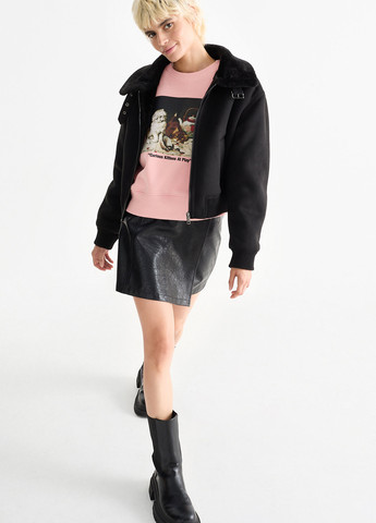 Светло-розовый свитшот C&A рисунок без декора (362192992)